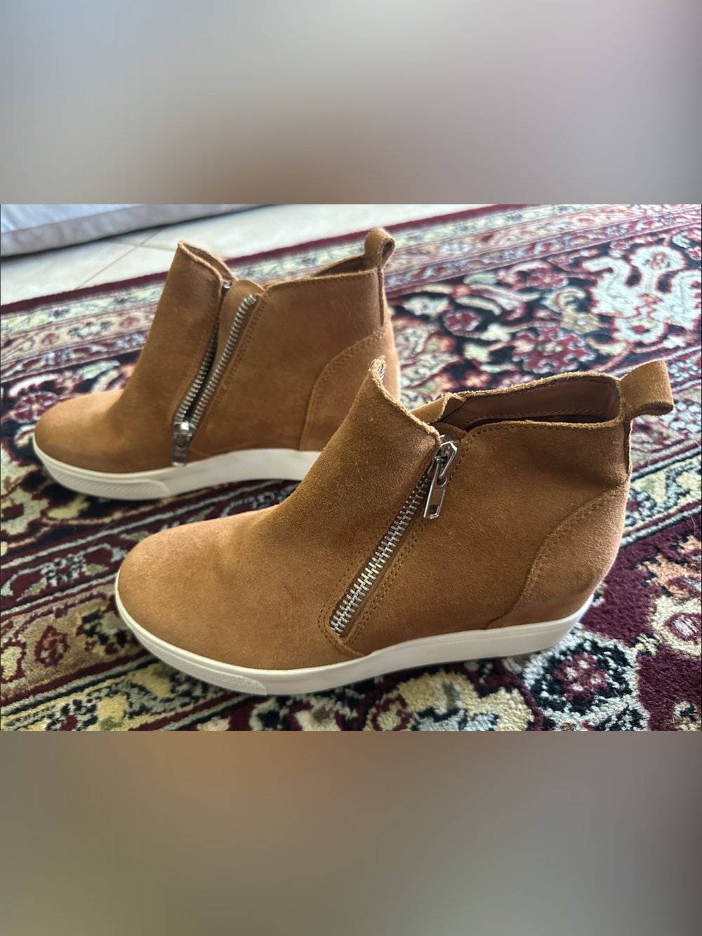 Steve Madden Wedgie Suede Zip-Front High-Top Sneaker Wedge 8